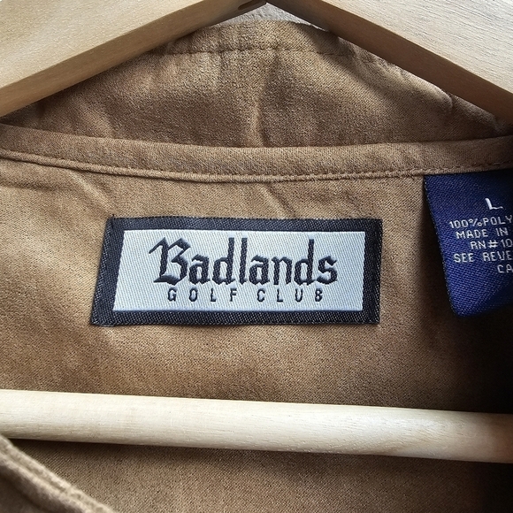 Badlands Las Vegas Golf Club Vest, Brown Faux Suede with Metal Snaps, Size Large - Picture 7 of 11